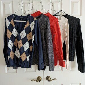 Lot of 5 Sweaters, Land's End, WHBM, Talbots, Kensie and H&M Divided